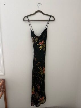 ASTR the label - Black Floral Slip Dress with Spaghetti Straps